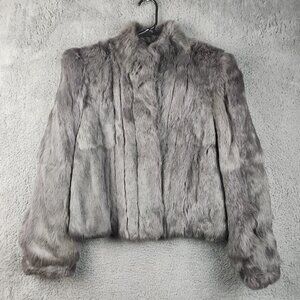 Vintage Genuine Rabbit Fur Bomber Jacket Size Large 1970s Luxe Mob Wife STUNNING